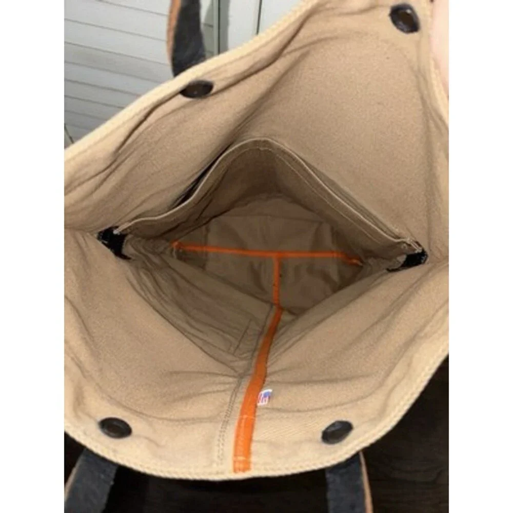 Chester Wallace Portland Oregon Waxed Canvas Upright Tote Tan & Black Unisex